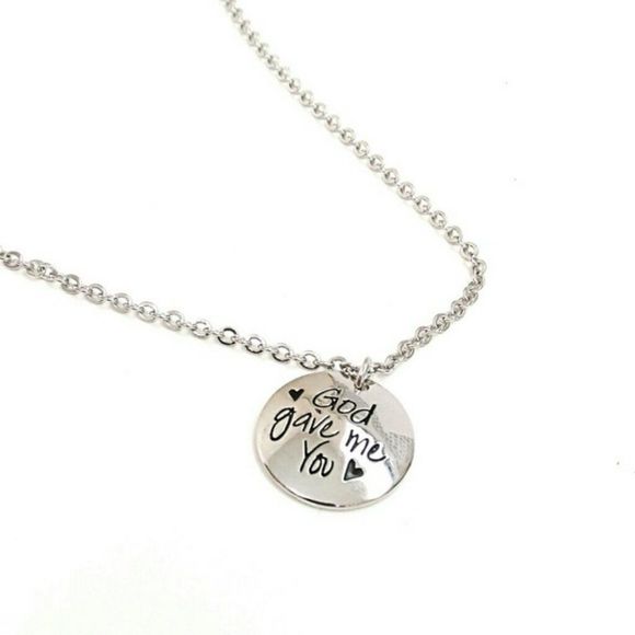 God Gave Me You Charm Silver Tone Necklace - Picture 2 of 2